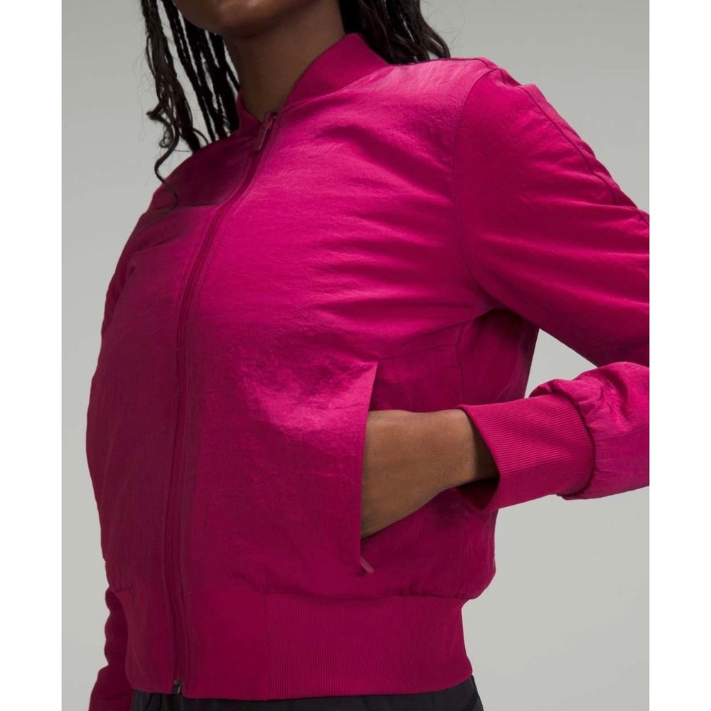 Lululemon Non-Stop Reversible Bomber Jacket‎ Pomegranate Pink Size 4 Athleisure - Picture 2 of 16
